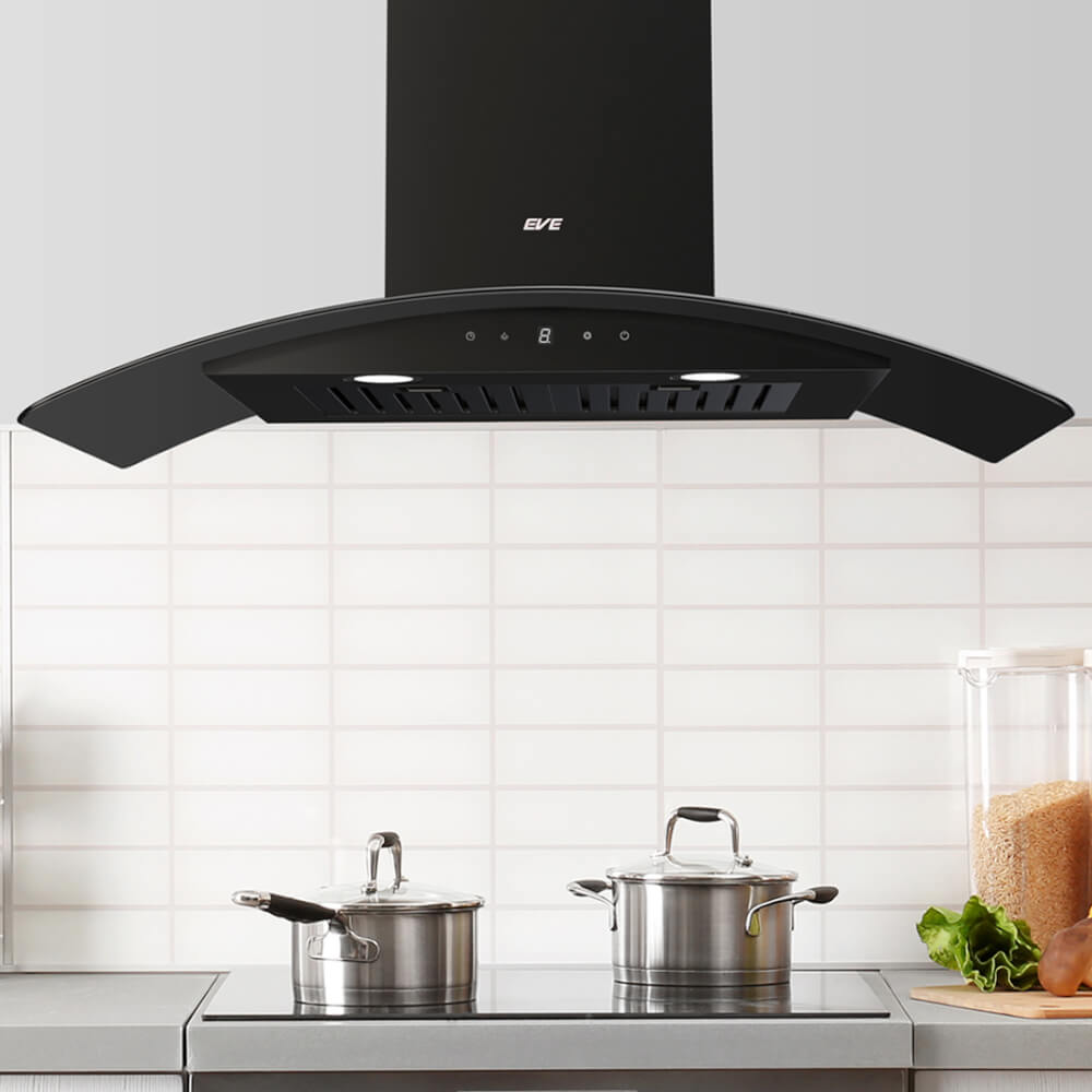 ชุดเซ็ท เตาแก๊สแบบฝัง 2 หัว + เครื่องดูดควันติดผนัง  + อ่างล้างจานสแตนเลส EVE รุ่น HC-DIESEL-90 PLUS + HB78-SBH289/BG + UMI 750/460 ขนาด 75 ซม. สีดำ